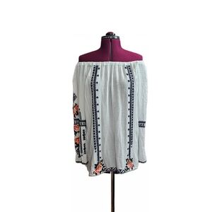 Cute Options Embroidered Guazy Bohemian Long Sleeve Tunic Blouse